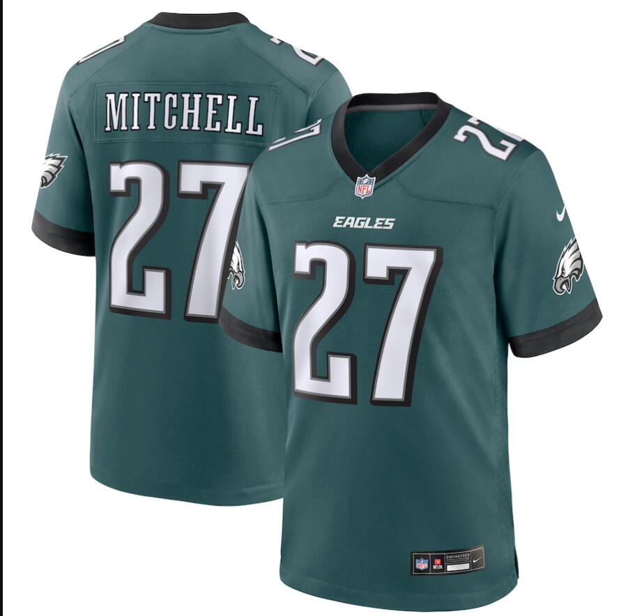 Men Nike Philadelphia Eagles #27 Quinyon Mitchell Midnight Green   Game 2024 NFL Jersey->indianapolis colts->NFL Jersey
